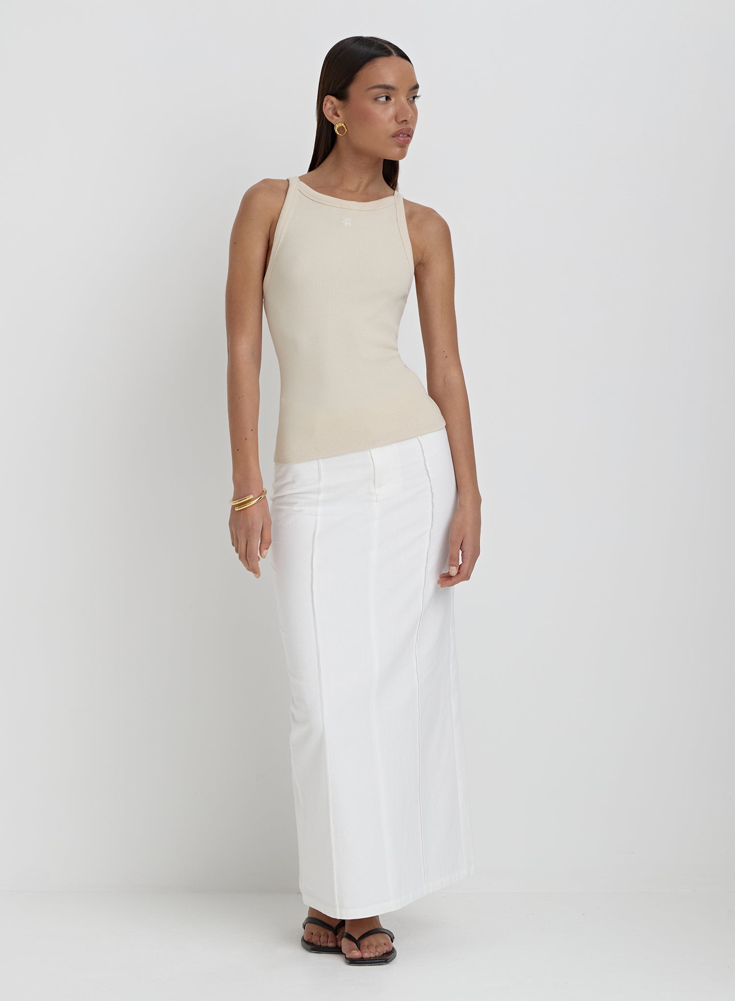 Beige Ribbed 4th Racer Vest